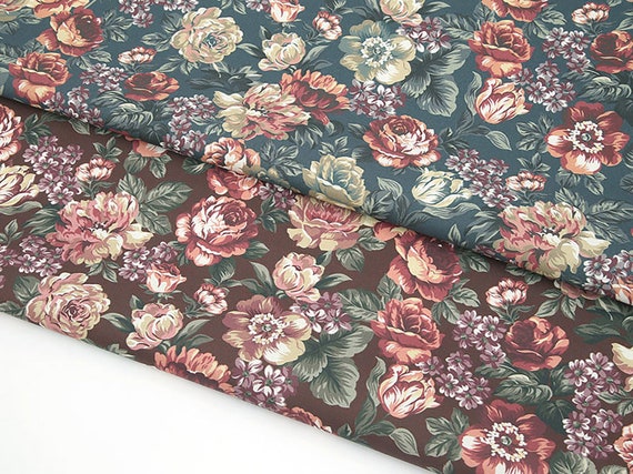 Standard Weave Floral Poly Cotton Dress Fabric -Teal
