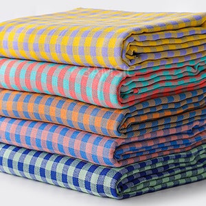 Moly Mix Check | Poly Cotton by the yard 5 colors made in Korea Yarn Dyed Premium Polyester Wide Cotton Pajama Home Textiles 140cm 55"wide