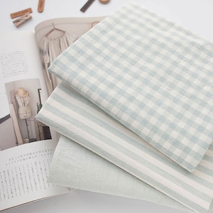 Love Song | Mint Yarn Dyed Cotton by the yard 50% Melange Cotton Fabric Premium Bedding Pajama Cushion Curtain made in Korea 160cm 63&quot;wide