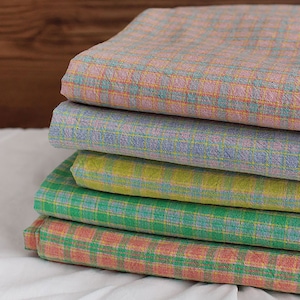 Spring Check | Yarn Dyed Cotton by the yard, 5 colors, Vintage Washed Cotton, Retro Gingham, Home Textiles, made in Korea, 164cm 64"wide