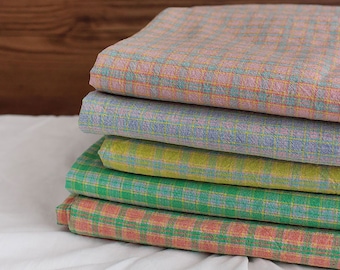 Spring Check | Yarn Dyed Cotton by the yard, 5 colors, Vintage Washed Cotton, Retro Gingham, Home Textiles, made in Korea, 164cm 64&quot;wide