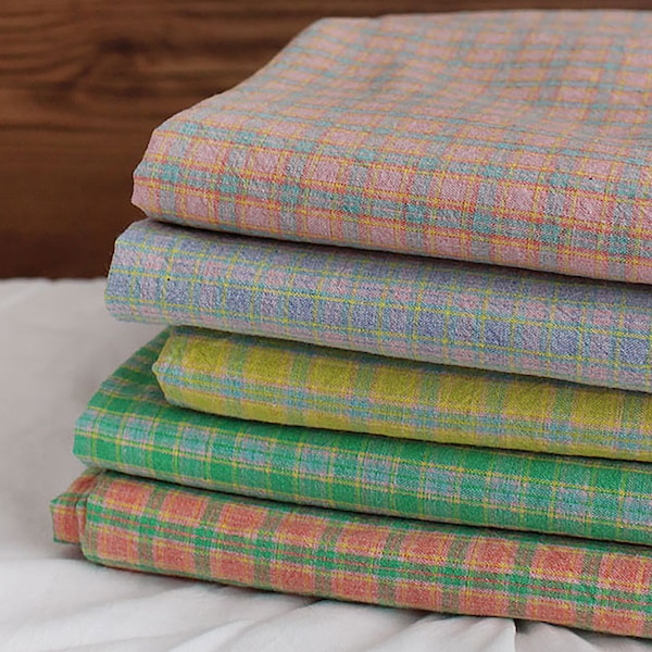 Frühlingscheck | Garngefärbte Baumwolle, Meterware, 5 Farben, Vintage Washed Cotton, Retro Gingham, Heimtextilien, made in Korea, 164cm breit