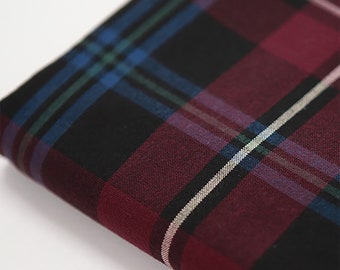 Deep Check | Washed Cotton by the yard made in Korea Yarn Dyed Vintage Retro Check Cotton Fabric Tablecloths Shirts Cushion 147cm 58" wide