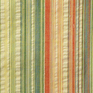 May include: A close-up of a striped fabric with alternating bands of yellow, green, blue, and red.