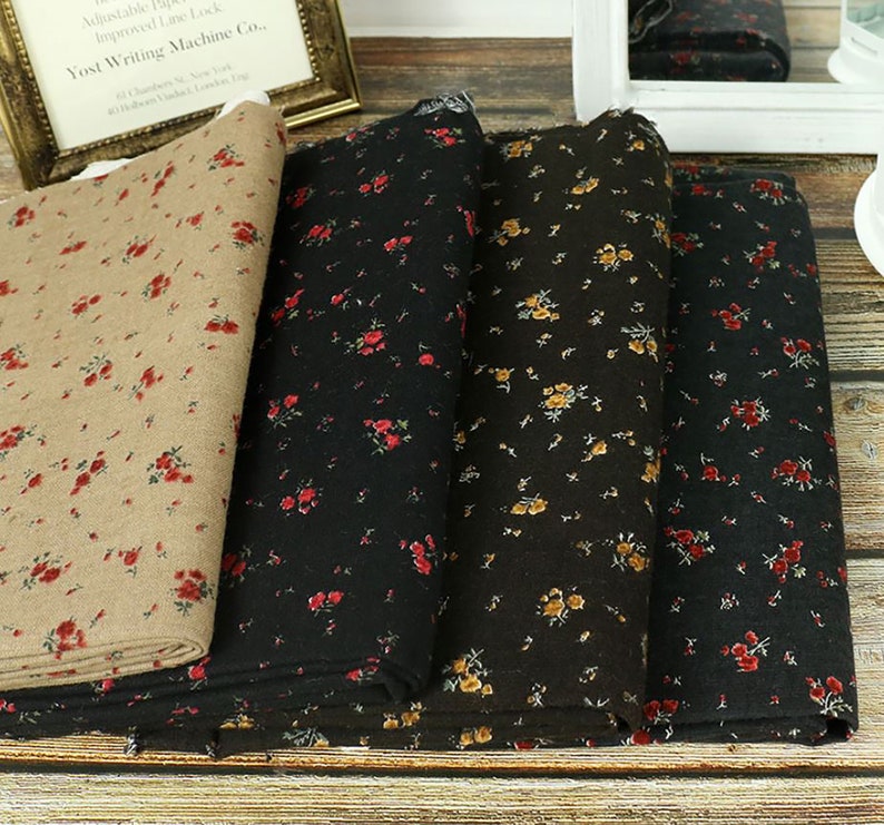 Winter Flower 20s Brushed Cotton Rayon Fabric by the yard 4 colors made in Korea 147cm