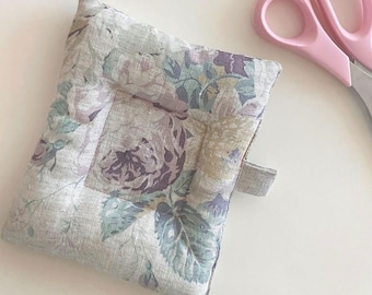 Lilac Natural | Floral Pure Linen by the yard, 2 colors, made in Korea, Vintage Floral Fabric Bedding Home Textiles Apparel, 161cm 63"wide