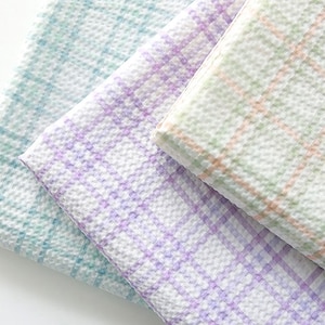Small Check | Cotton Seersucker by the yard 3 colors made in Korea High Density Summer Ripple Fabric for Dress Pajama Bedding 135cm 53" wide