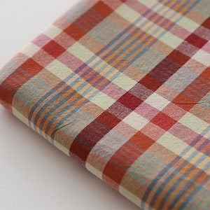 Soft Brown Check | Washed Cotton by the yard made in Korea Yarn Dyed Vintage Retro Check Cotton Fabric Tablecloths Shirts 147cm 58&quot; wide