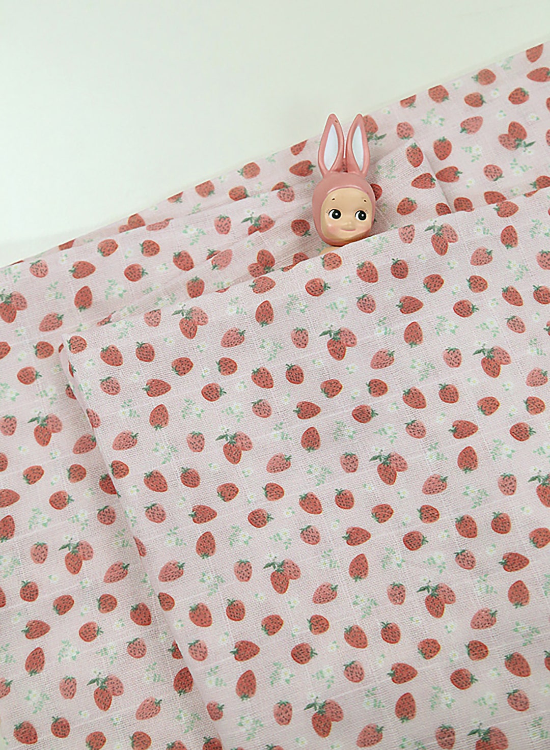 Strawberries Cotton Double Gauze Fabric by the Yard Printed Etsy India