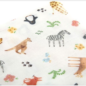 Safari | Cotton Double Gauze Fabric by the yard Printed Muslin Swaddle Wide Cotton Printed Gauze Baby Blankets Made in Korea 150cm 59" wide