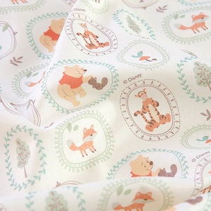 Winne the Pooh Frames | Disney Cotton by the yard made in Korea Premium Fabric Pajama Nursery Dress Bedding Home Textiles 110cm 44&quot; wide