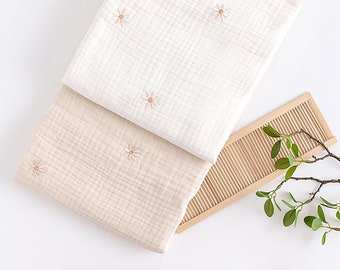 Daisy | Crinkle Cotton Triple Gauze Fabric by the yard Flower Embroidered Baby Blanket Cotton 2 colors Made in Korea 150cm 59" wide