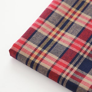Younger British Check  | Washed Cotton by the yard made in Korea Yarn Dyed Vintage Retro Check Tablecloths Shirts Cushion 110cm 44&quot;wide