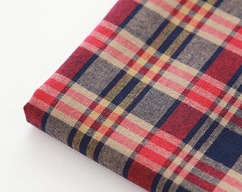 Younger British Check  | Washed Cotton by the yard made in Korea Yarn Dyed Vintage Retro Check Tablecloths Shirts Cushion 110cm 44"wide