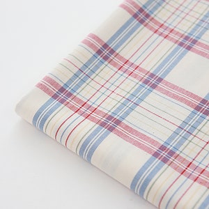 Cotton Candy Check | Washed Cotton by the yard made in Korea Yarn Dyed Vintage Retro Check Cotton Tablecloths Shirts Cushion 110cm 44&quot;wide