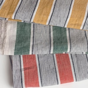 Vege Streifen | Reines Leinen Schüttgut, 3 Farben, made in Korea, Vintage Sripe Leinen Stoff, Bettwäsche, Heimtextilien, Kleidung, 147 cm 58 &quot;breit
