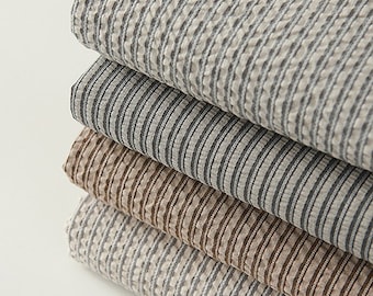 Wooden City | Striped Seersucker by the yard 4 colors Yarn Dyed Cotton Fabric Soft Cool Summer Pajama Blanket made in Korean 110cm wide 44"
