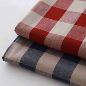 3cm Gingham Check | Washed Cotton by the yard made in Korea 2 colors Yarn Dyed Vintage Retro Check Tablecloths Shirts Cushion 110cm 44&quot; wide