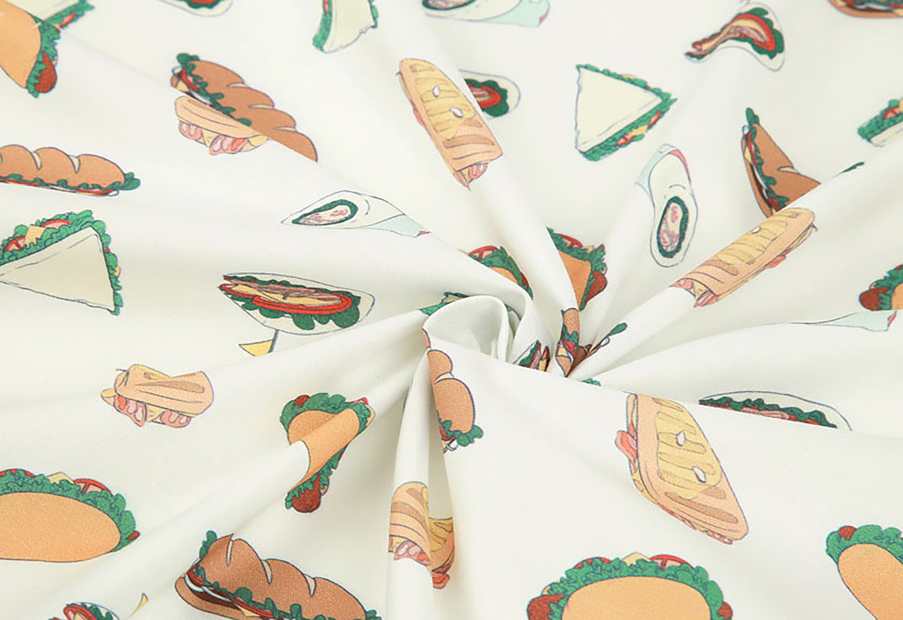 Sandwiches Cotton Fabric by the yard Plain Weave Cotton Etsy