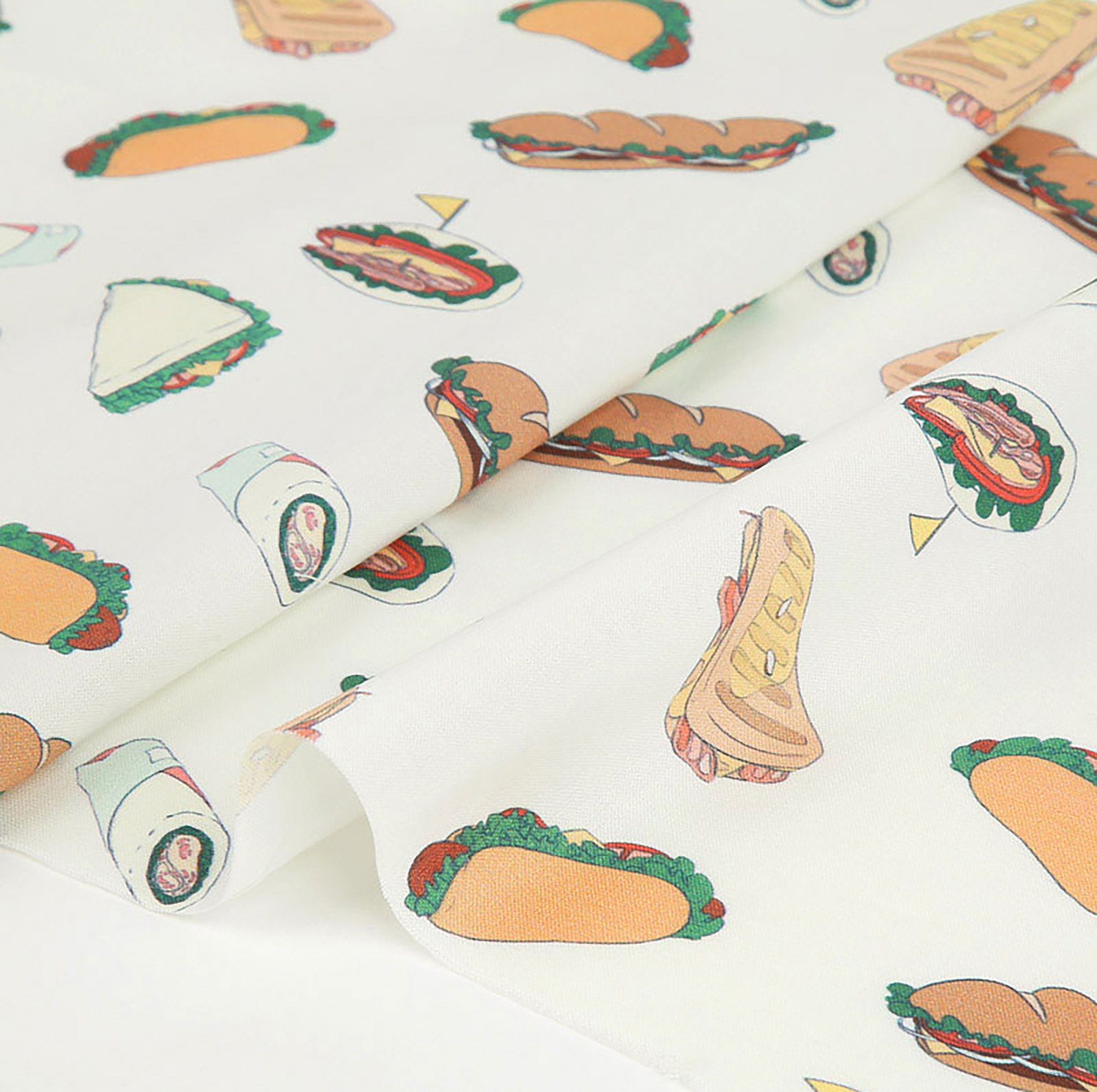 Sandwiches Cotton Fabric by the yard Plain Weave Cotton Etsy