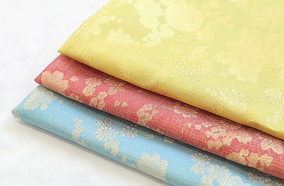 Golden Flowers 22 Korean Silk by the Yard 22 Colors Made in Korea Polyester Hanbok Fabric Satin Fabric for Korean Costume 55cm 22 Wide Etsy