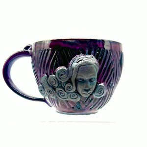 Handmade Pottery Mug:  Sculptural Face Mug, 16 oz