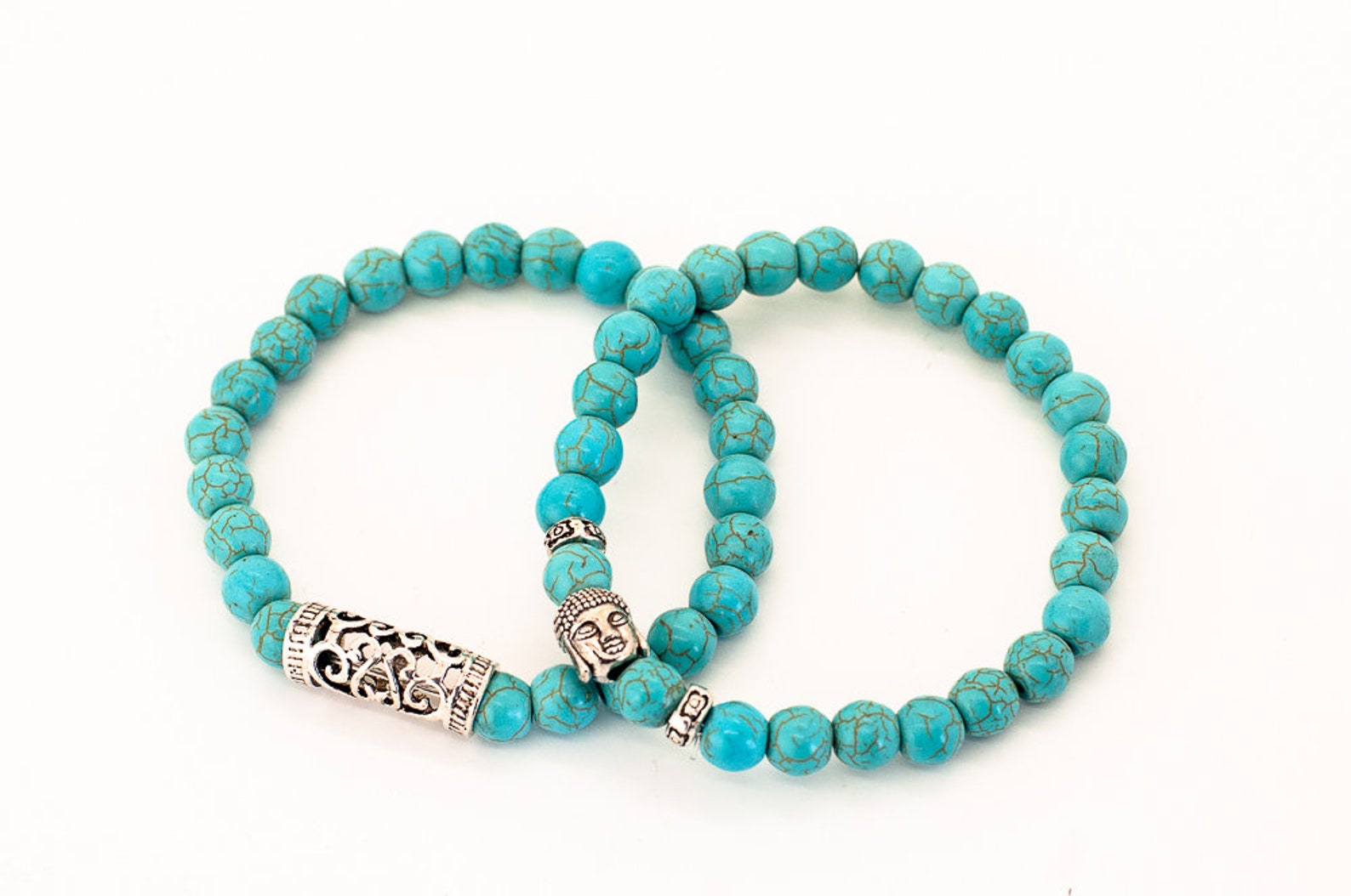 Set of Two Natural Gemstone Bracelets Buddhist Monk Bracelets Etsy