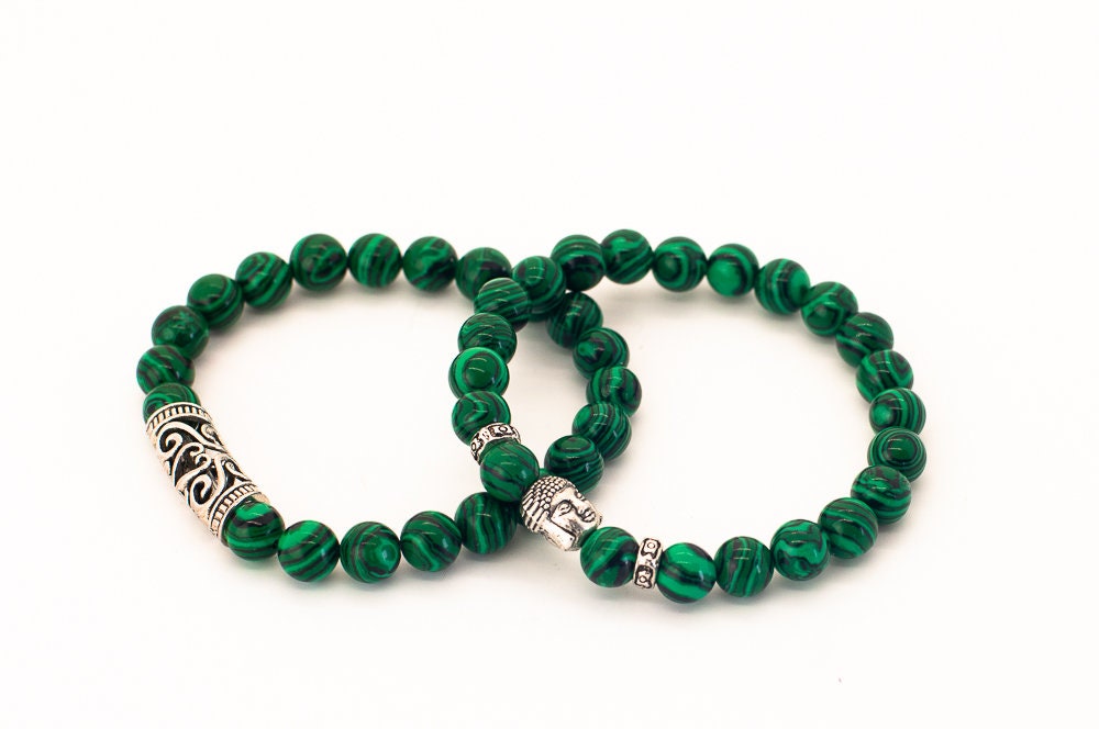 Set of Two Natural Gemstone Bracelets Buddhist Monk Bracelets Etsy