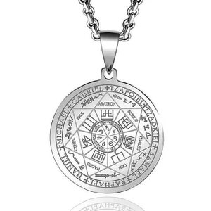 Collier 7 Archanges Talisman Amulette Protection Occulte Puissant  Porte-bonheur Sceau Des Archanges Couleur Argent Rayon De Lumière Boîte  Cadeau