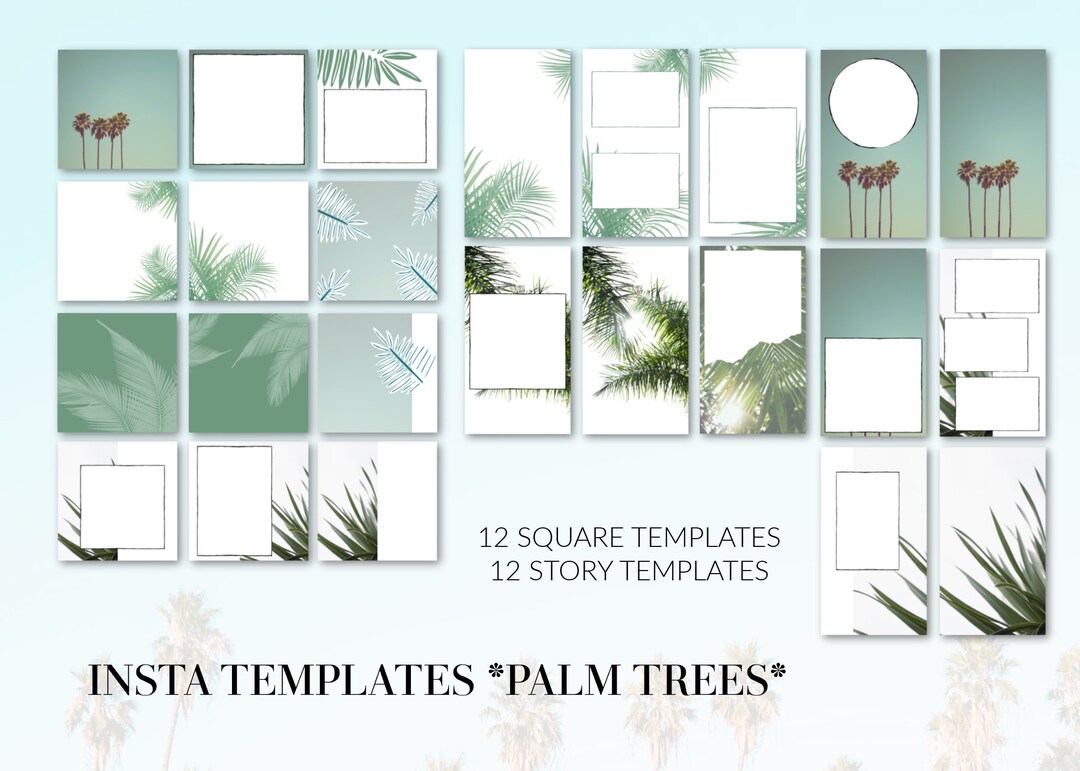 PALM INSTA TEMPLATES Palm Tree Instagram Templates Green Etsy