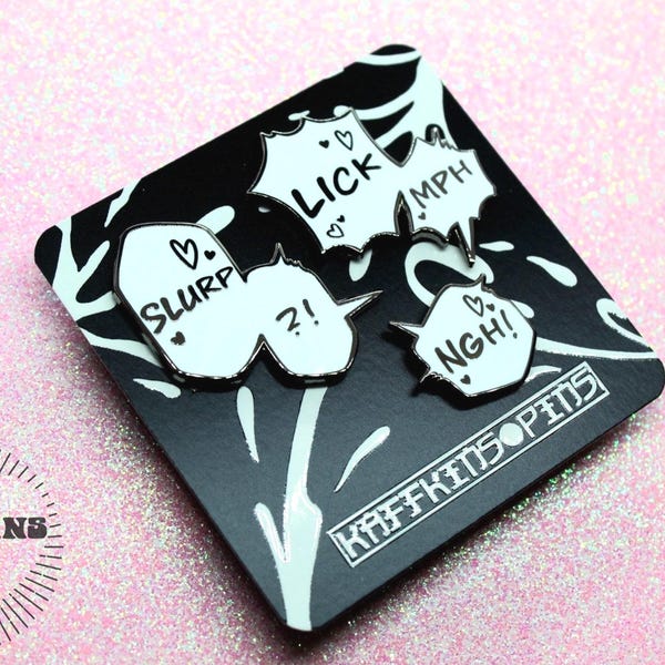 Black Bubble SFX Anime Manga Emaille Pins - Kaffkins