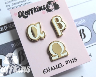 Pines esmaltados de manga y anime Omegaverse dorados: Alfa, Beta, Omega y Kaffkins