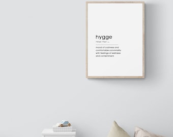 PRINTED: HYGGE Definition Poster | Hygge Print | Hygge Poster | Scandinavian Poster | Nordic Wall Art | Hygge Mantel Decor | Danish Poster