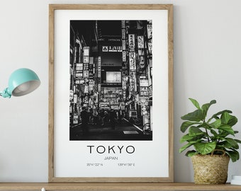 DIGITAL: Cartel de Tokio / Tokyo Print / Tokyo Wall Art / Cartel en blanco y negro de Tokio / Japan Poster Download / Tokyo Printable / Tokyo Photo
