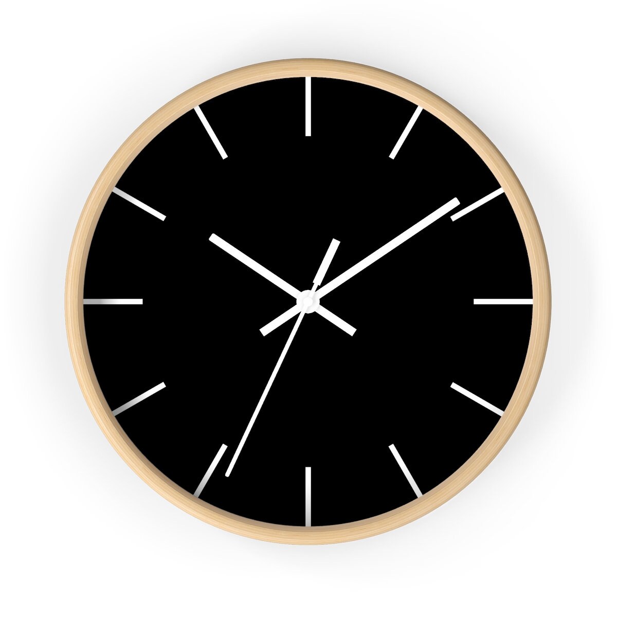 Deep Black Wall Clock Minimalist Wall Clock Monochrome Wall Clock