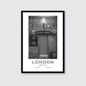 DIGITAL: London Print / London Poster / London Fish & Chips Poster / London Pub Print / British Poster / England Print / Britain Print imagen 2