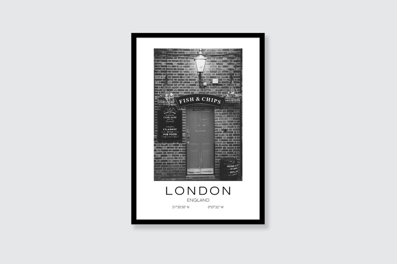 DIGITAL: London Print / London Poster / London Fish & Chips Poster / London Pub Print / British Poster / England Print / Britain Print imagen 2