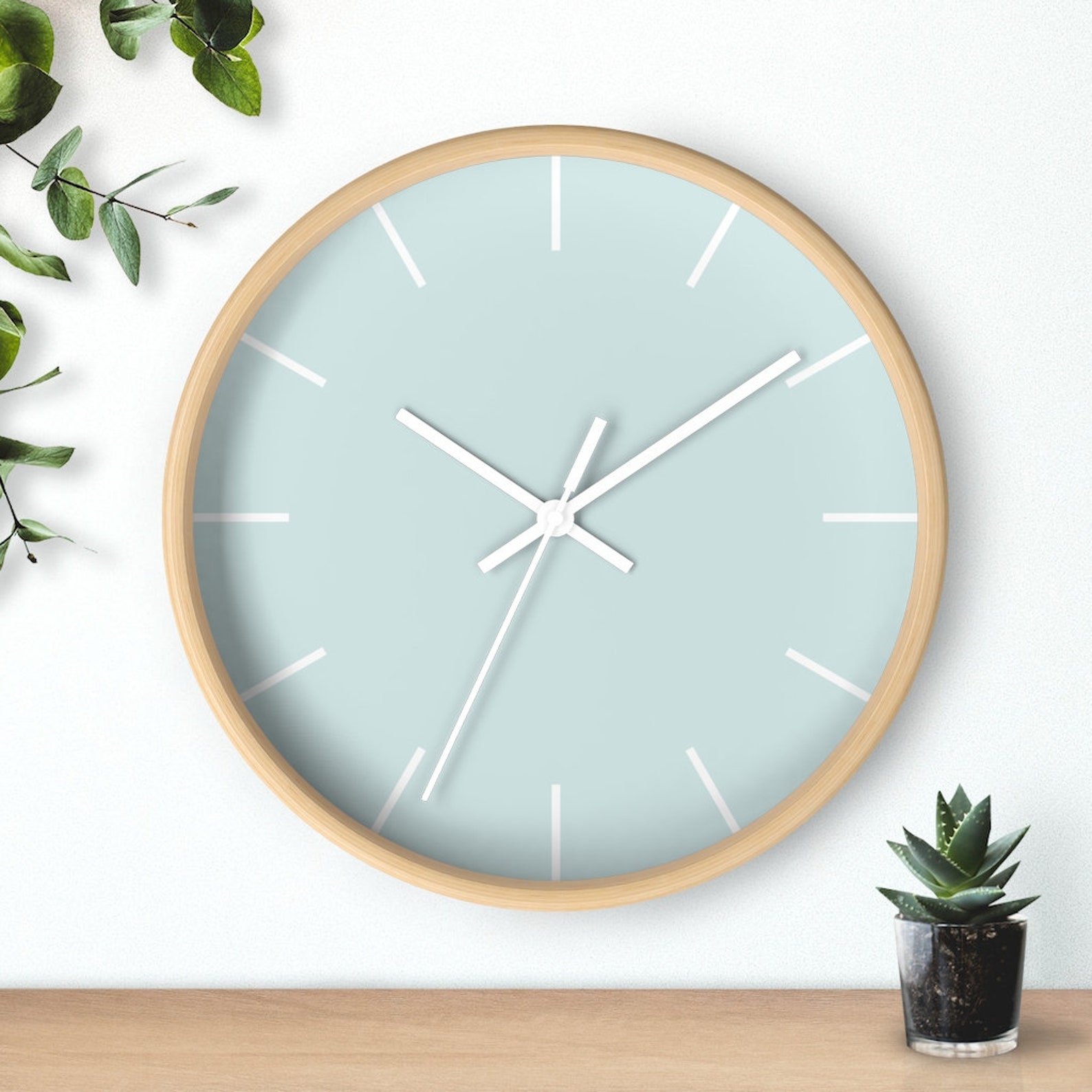 Mint Green Wall Clock Teal Wall Clock Turquoise Wall Clock Scandinavian