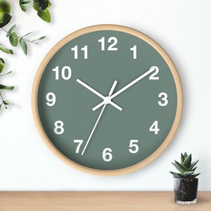 Viridian Green Wall Clock | Teal Wall Clock | Turquoise Wall Clock | Scandinavian Wall Clock | Wooden Clock | Granny Smith Wall Cloc