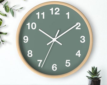 Viridian Green Wall Clock | Teal Wall Clock | Turquoise Wall Clock | Scandinavian Wall Clock | Wooden Clock | Granny Smith Wall Cloc