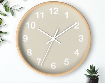 Beige Wall Clock | Sandy Wall Clock | Cream Wall Clock | Scandinavian Wall Clock | Wooden Clock | Tan Wall Clock | Ivory Wall Clock