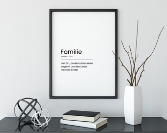 DIGITAL: Familie Poster | Familie Plakat | Deutsche Definition Print | Familiendefinition Plakat | Familienzeichen | Familienposter | Familienkunst