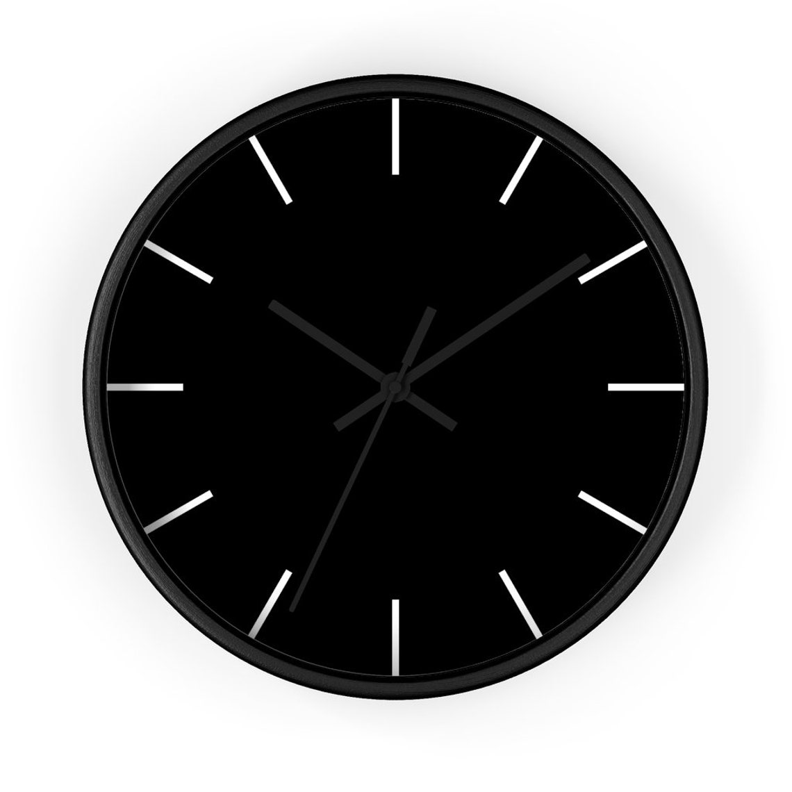 Deep Black Wall Clock Minimalist Wall Clock Monochrome Wall Clock