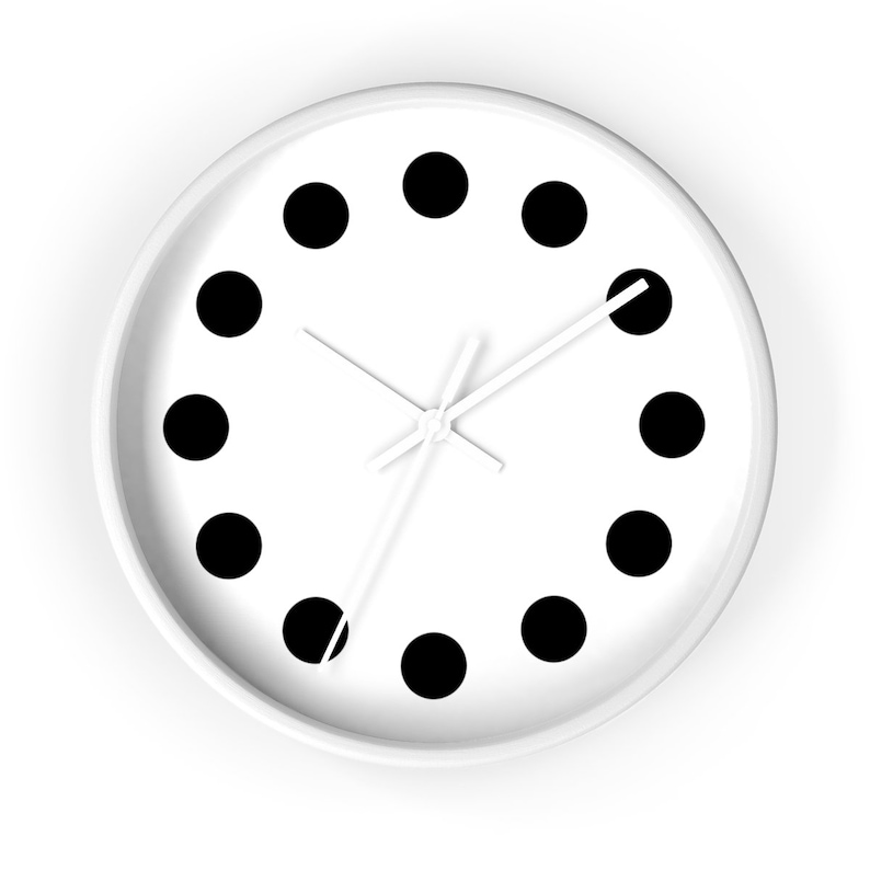 Black and White Wall Clock Polka Dot Wall Clock Monochrome Wall Clock