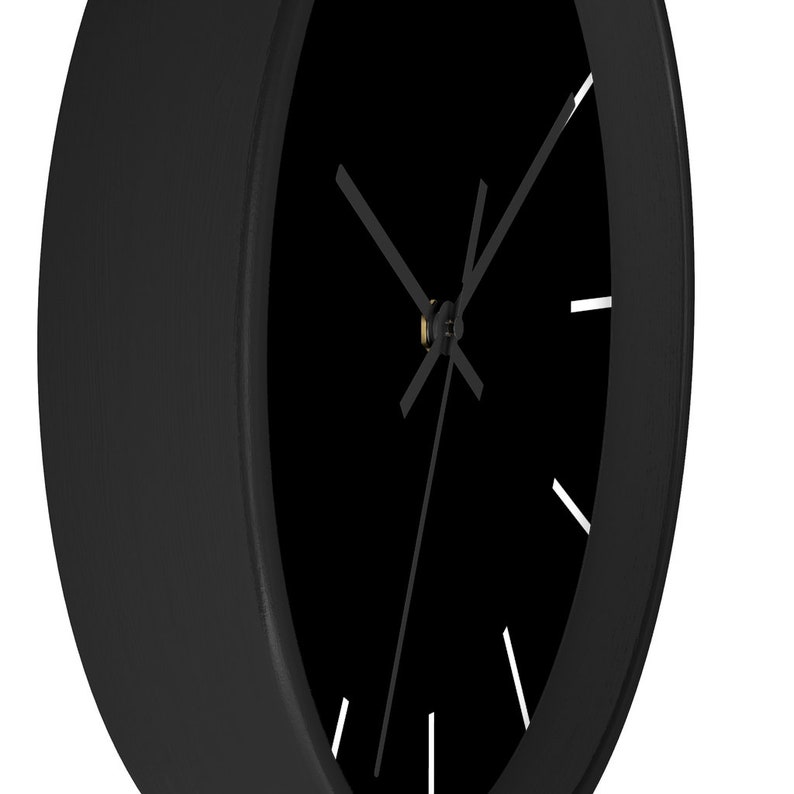Deep Black Wall Clock Minimalist Wall Clock Monochrome Wall Clock Contemporary Wall Clock Wooden