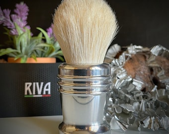 Polished aluminum shaving brush. Horse tail knot