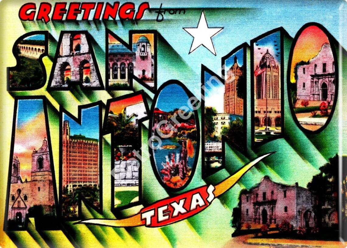 Greetings From San Antonio Texas Refrigerator Vintage Etsy