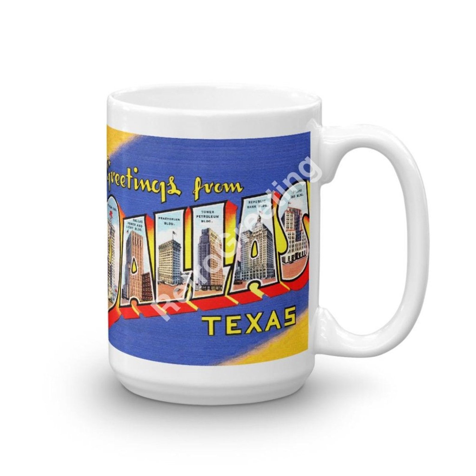 Greetings From Dallas Texas Coffee Mug Vintage Retro Etsy