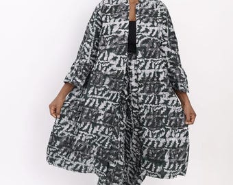 African Ankara Print Kimono & Straight Leg Pants Set| Green, Grey 2 Piece Co-ord|Women's African Fashion Canada|Brunch, Party, Everyday Wear