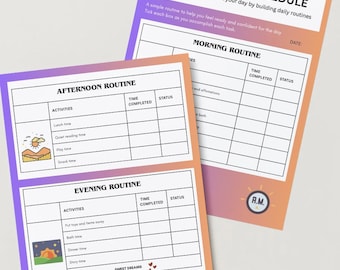 Kids Chore Chart & Daily Schedule Bundle | Editable Routine Chart for 4–15 Year Olds | Printable Daily Planner for Kids | Canva Template